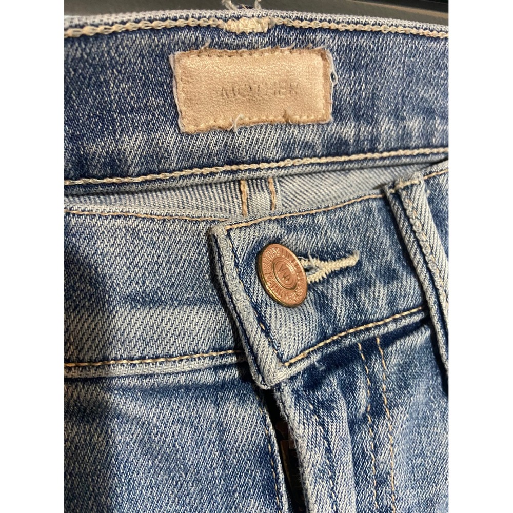 Mother Rascal Ankle Snippet Blast From Past Striaght Mid Distress Light Wash 23 - Picture 4 of 10